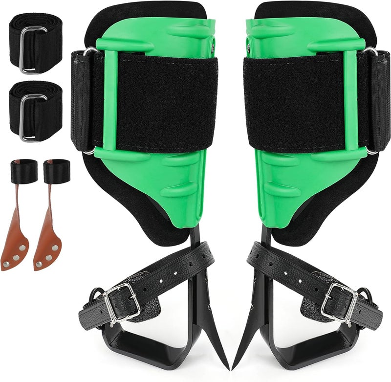 Xeoca Tree Climbing Spikes, Alloy Steel Climbing Spurs, 350lbs Load Capacity, Green, Classic Style, Ideal for Climbers, Fruit Picking & Lumberjack - Image 1